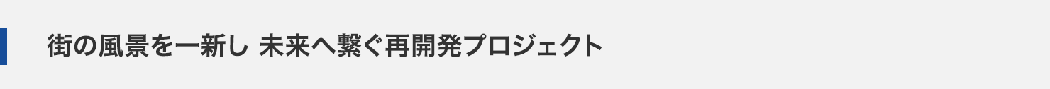 街の風景を一新し 未来へ繋ぐ再開発プロジェクト