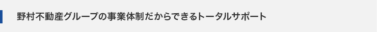 野村不動産グループの事業体制だからできるトータルサポート